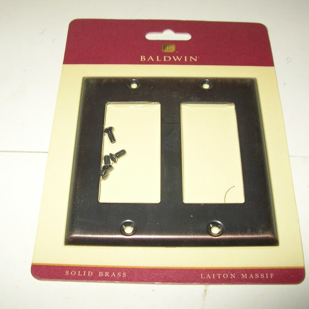 BALDWIN DOUBLE (2) GFCI ROCKER SWITCH PLATE 4741-112-CD Venetian Bronze NIP J